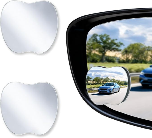 LivTee Blind Spot Mirrors, Apple-Shaped HD Glass Frameless Convex Rear View Mirrors, Wide Angle Adjustable Stick for Side Mirror, Automotive Exterior Accessories for Car, SUV & Trucks, Pack of 2