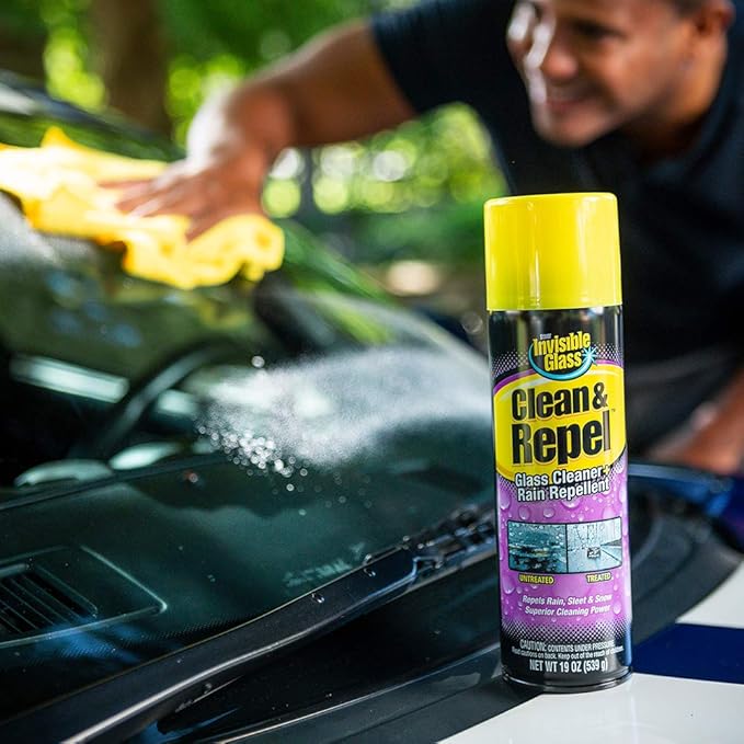 Invisible Glass 91184 19-Ounce Premium Glass Cleaner with Rain Repellent for Exterior Automotive Glass and Windshields to Shield Against Rain, Snow, and Sleet, 2 Pack
