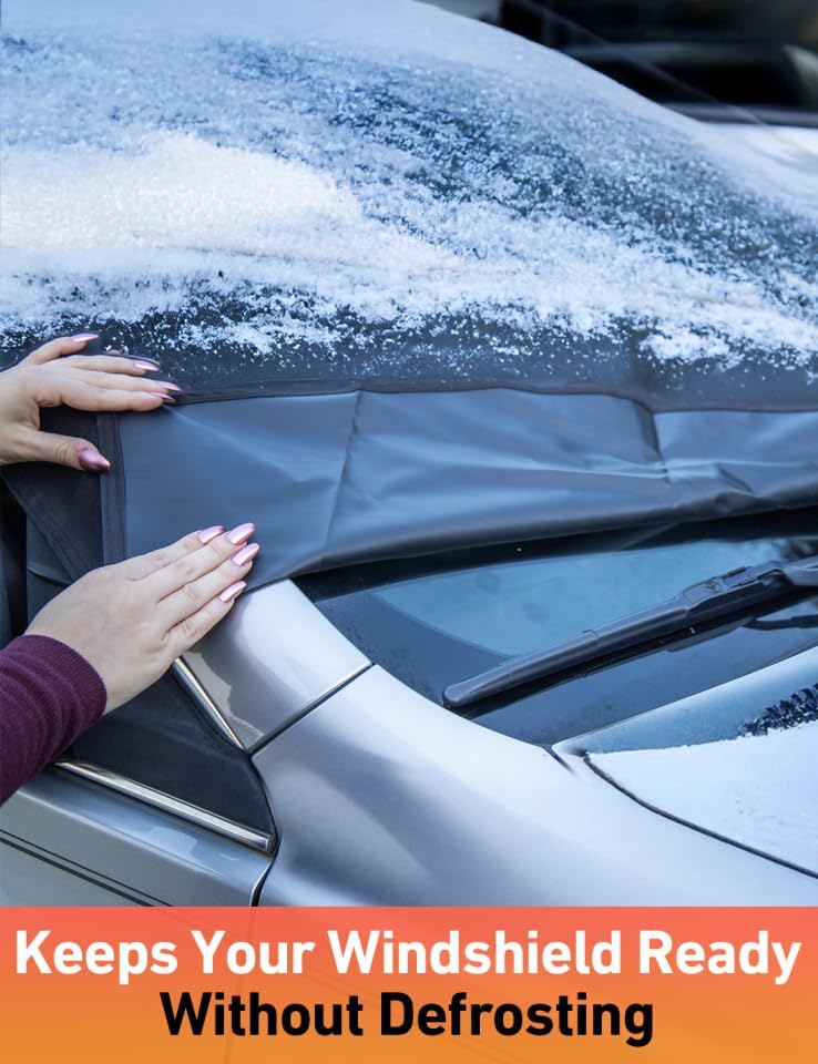 EcoNour Car Snow Cover Compatible for Toyota 4Runner | Windshield Cover for Ice and Snow with S-Hook Straps | Heavy-Duty 600D Oxford Winter Car Cover, Waterproof & Anti-Slip