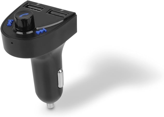 ALURATEK Bluetooth Car Audio Receiver and FM Transmitter with Mic for Hands-Free Calls (ABF01F), Blue