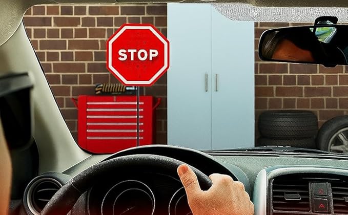 PARKEZ Flashing LED Light Parking Stop Sign For Garage