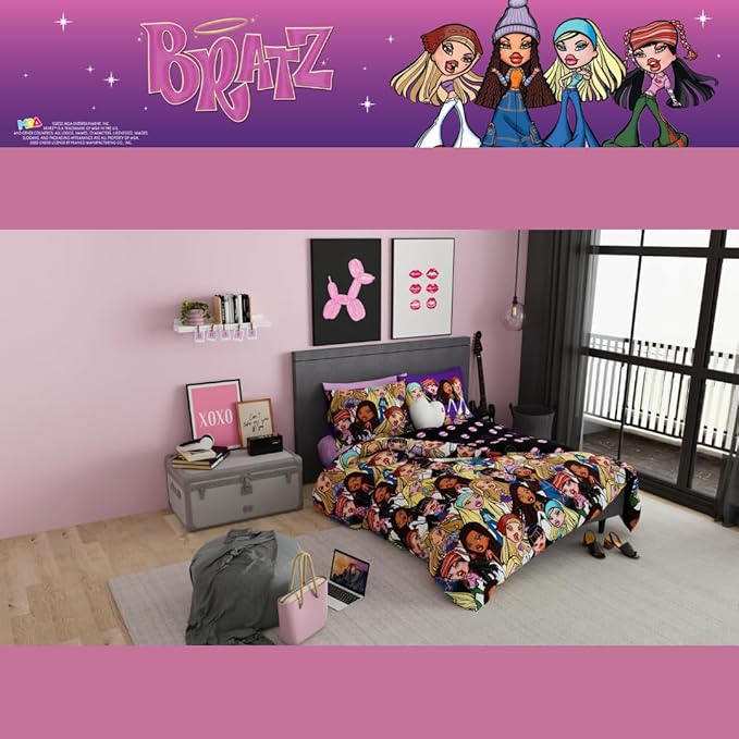 Franco Bratz Fashion Bedding 7 Piece Super Soft Comforter and Sheet Set with Sham, Queen, (100% Officially Licensed Product)