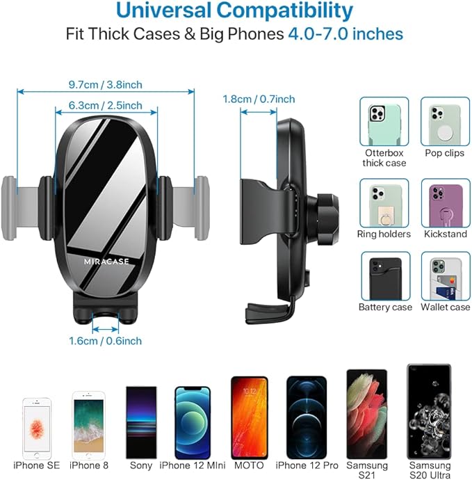 Miracase Cup Phone Holder for Car, [Upgraded Version] Adjustable Long Neck Car Cup Holder Phone Mount Cradle Friendly Compatible with iPhone Samsung Google and All Smartphones, Red