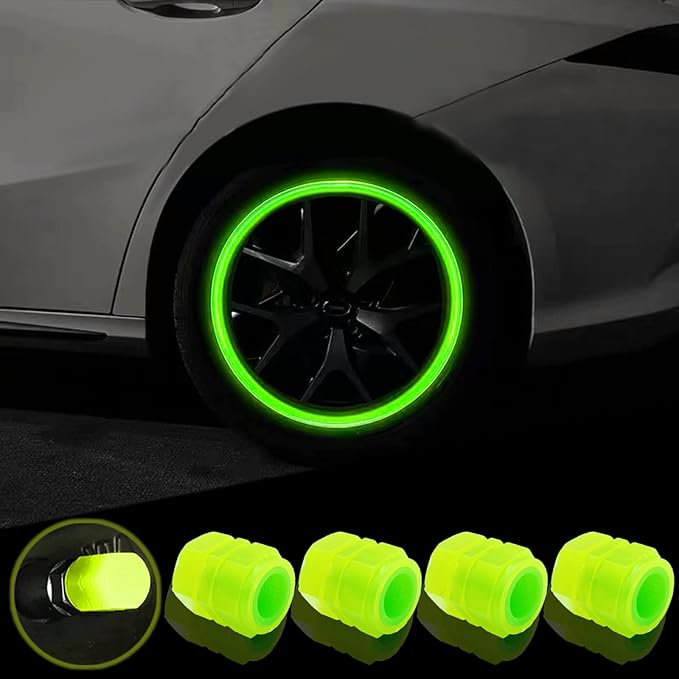 8PCS Car Tire Valve Stem Caps, Universal Noctilucent Waterproof Car Wheel Tire Caps, Suitable for Air Valve Caps for Cars, Motorcycles, Bicycles (Yellow)