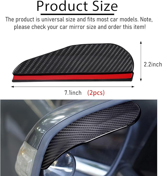 Wevdn 2 PCS Mirror Rain Visor Eyebrow, Waterproof PVC Auto Exterior Rear View Mirror Rain Visor Guard, Rainproof Side Mirror Rain Visor Eyebrow Cover for SUV Truck, Car Accessories (Carbon Fiber)