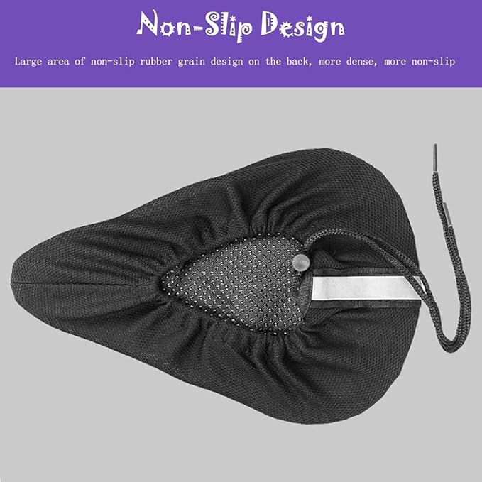 Kids Gel Bike Seat Cushion Cover for Boys & Girls, 9"x6" Breathable & Extra Soft Memory Foam Children Bicycle Saddle Pad with Water&Dust Resistant Cover