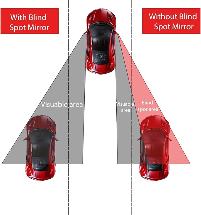 LivTee Blind Spot Mirror, Rectangular Shaped HD Glass Frameless Convex Rear View Mirror with wide angle Adjustable Stick for Cars SUV and Trucks, Pack of 2