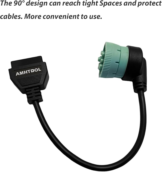 J1939 OBD2 Adapter Cable Fits Truck Diagnostic Scanner/Code Reader, 9 Pin to OBD2 16 Pin Connector, J1962-J1939 for Cummins Diesel Engine, Fit for Truck ELD and GPS Tracker