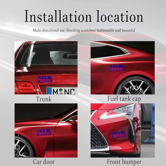 Fuck IT Edition Emblem, Car Exterior Emblems Badge 3D Sticker Decal, Fuck-IT Edition Emblem 3D Fender Badge Decal, 3D Fender Badge Decal Car Truck Replacement, Fit for All Cars (Blue Red)