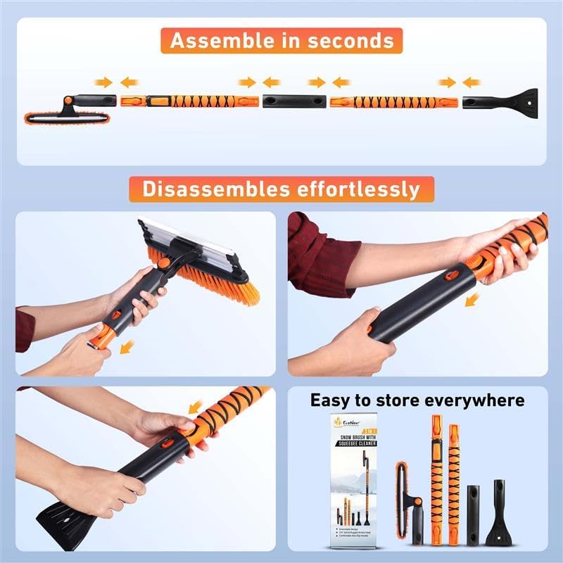 EcoNour 55" Telescopic Snow Brush and Ice Scraper for Car Windshield