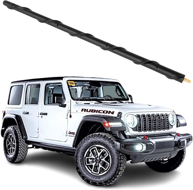 KSaAuto 13 Inch Antenna Fits 2007-2026 Jeep Wrangler JK JL Unlimited Gladiator JT, Short Antenna Replacement Jeep JKU JLU Sahara Rubicon Sport Willys 4xe Mojave High Altitude