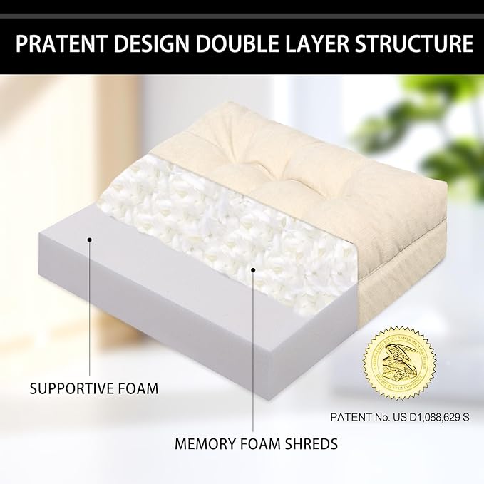 Recliner Cushions for Elderly, 20x20x4 Inch Thick Chair Cushion for Shorter Users Patent Design Soft Tufted Dual Layer Booster Seat Cushions for Seniors Recliner Risers Beige 1P