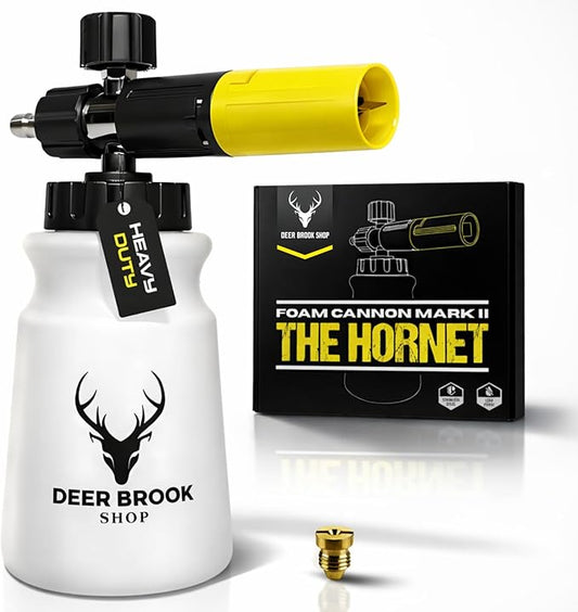 Hornet Foam Cannon for Pressure Washer - Soap Attachment for Power Washer - 4000 PSI Adjustable Car Wash Sprayer with Wide Mouth - 1/4" Quick Connector & M22 Adapter, 1L Bottle