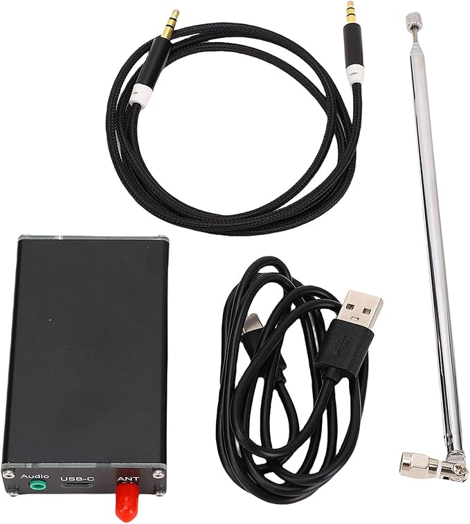 ASHATA FM Stereo Transmitter with Antennae Frequency 76-108MHz LCD Display, 2000m Range USB Type C Power for Drive in School Events