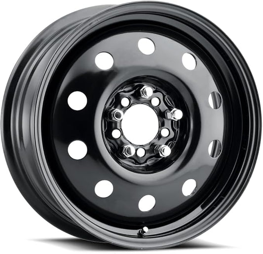 Allied 83B FWD Black Mod 15X6" 5X100 & 5X115 Bolt Patterns +35mm Offset 4.88" BS Satin Black Passenger Car Wheel, Bolt-on OE Replacement, Car Mods, FWD, AWD, SUV and CUV Steel Wheel