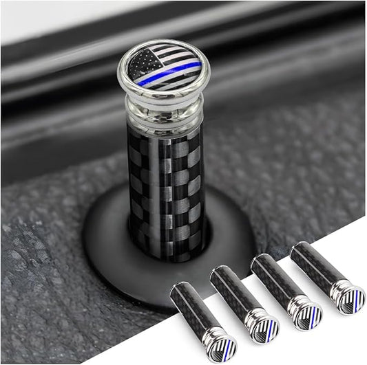 Moly Magnolia 4PCS Car Door Lock Knobs, American Flag Carbon Fiber Door Lock Pin Cover, Decorative Modification Door Lock Bolt Pin Cover, Auto Accessories Universal for SUV, Truck, Van (Style C)
