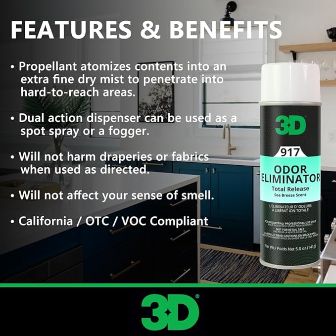 3D GLW Odor Eliminator Spray (16 oz) & Total Release Fogger (Sea Breeze, 5 oz) – Dual Action Air Freshener for Lasting Odor Control