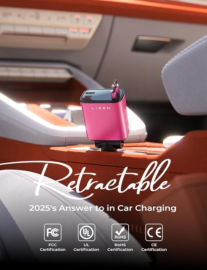 Retractable Car Charger 4 in 1, Fast Car Phone Charger with Cord 31.5Inch, USB C and Apple Car Adapter, Compatible with iPhone 17 16 15 14 13 12