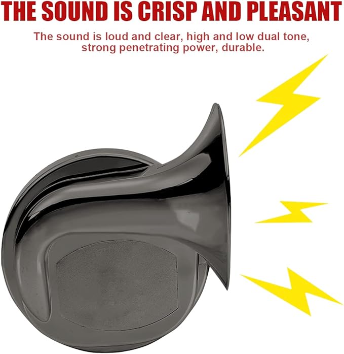 2PCS 300DB Super Loud Train Horns, 12V Waterproof Air Horns Replacement Kit, Car Air Electric Snail Double Horn, Automotive Accessories Universal for Motorcycle, Truck, Bike, Boat (Gray)