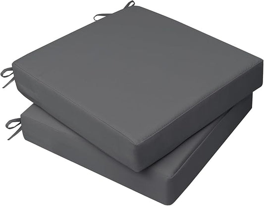 AAAAAcessories Outdoor Seat Cushions for Chairs, Waterproof, Fade-Resistant, 20" x 20" x 3", Patio Furniture Replacement Cushions, Set of 2, Dark Gray