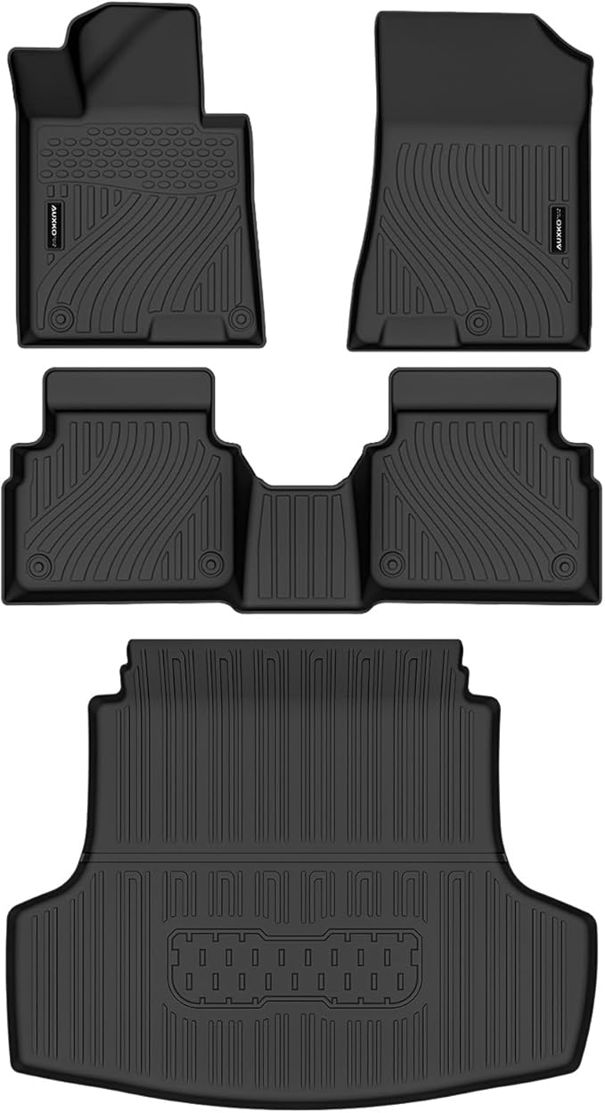 Auxko All Weather Floor Mats Cargo Mat Fit for Kia K5 FWD 2021-2026 & Hyundai Sonata (Only FWD & Including Hybrid) 2020-2026 TPE Liners Accessories Guard Odorless Anti-Slip All Season Black