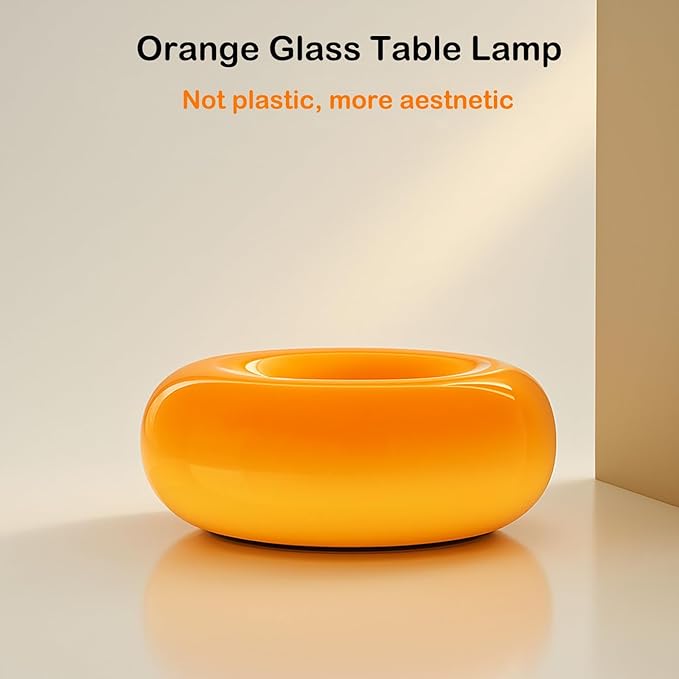 Orange Donut Table Lamp,Dount Light Lamp Ambient Lighitng,Aesthetic Touch Table Lamps,Modern Cute Desk Lamps for Living Room Bedroom
