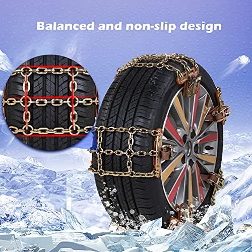 Snow Chains, 215-315mm Universal Tire Chains for Car, SUV, RV, Pickup Trucks, Adjustable Emergency Anti-Skid Thickening Tire Traction Chain (6 Packs)