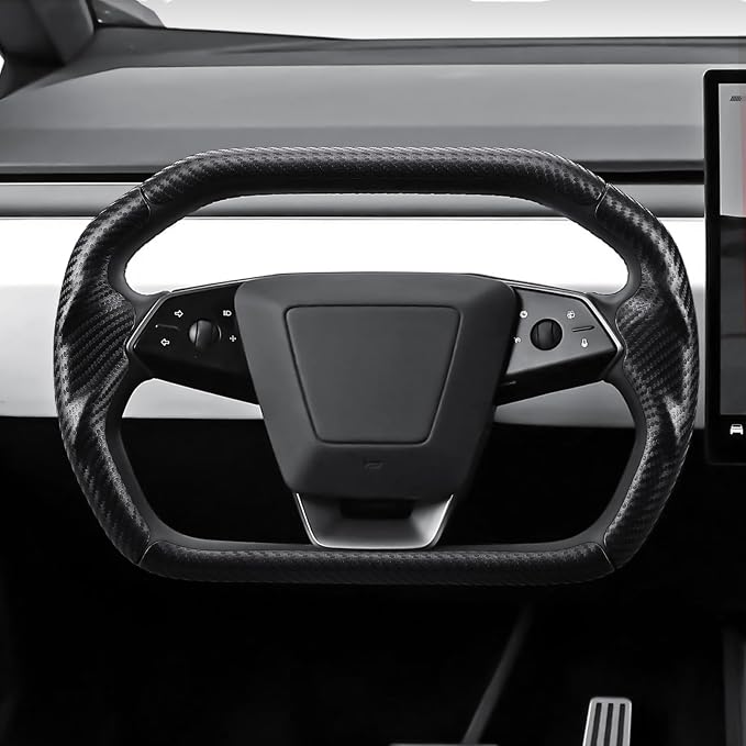 Steering Wheel Cover for Cybertruck Carbon Fiber Steering Wheel Cover Accessories for Tesla Cyber Truck 2023-Present Wheel Caps (Matte Black)