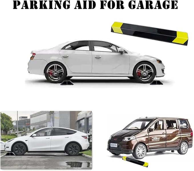 16" Heavy Duty Parking Aid for Garage, Car Parking Stopper for Garage 2 Pack, Parking Aids Protects Car, Parking Stopper Easy to Install (2 Pack 16" L x 1.25H)