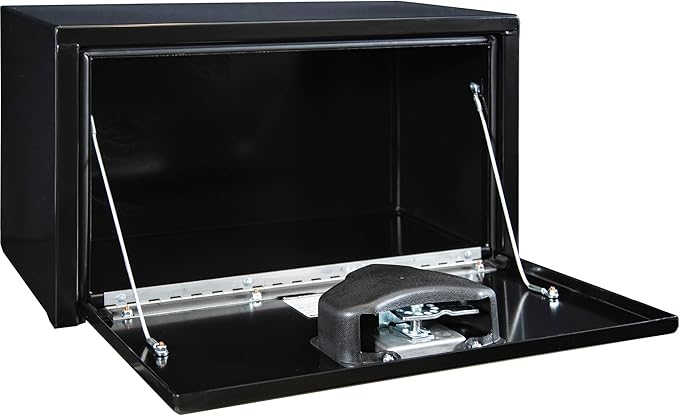 Buyers Products 1703350 Black Steel Underbody Truck Tool Box – 14 x 12 x 24 Inch - Truck Bed & Underbelly RV Storage Box, Locking T-Latch, Weather-Resistant, Heavy-Duty Flatbed Job Box, Made in USA