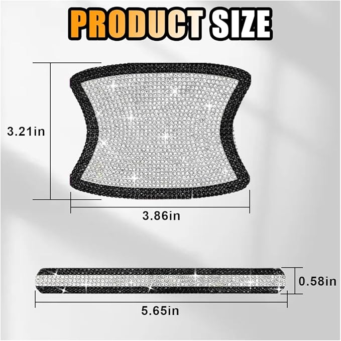 Bling Car Door Handle Protector, Bling Auto Doors Handles Sticker Anti-Scratch, Universal Car Door Handle Protective Cover, Shiny Rhinestone Auto Decor Accessories for Women (Black&White)