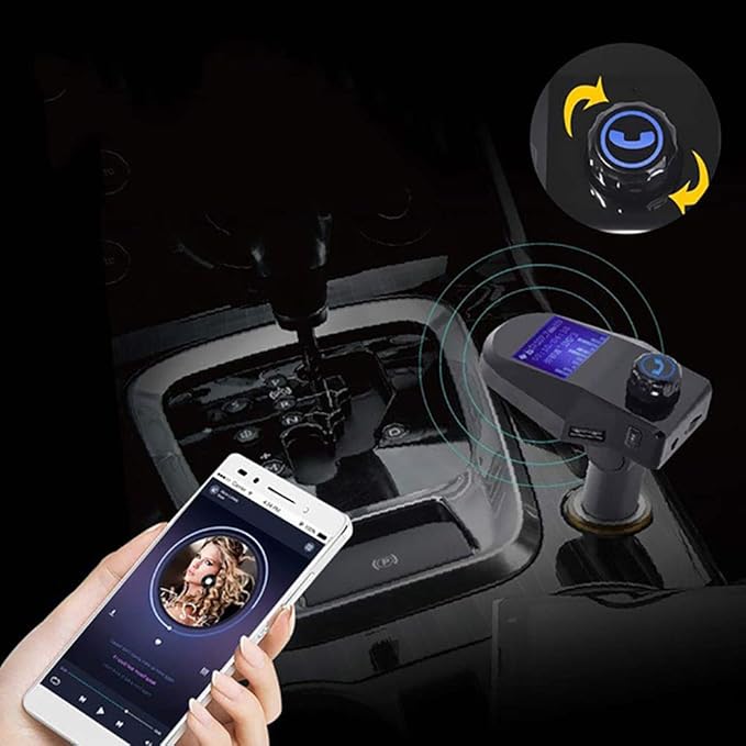 Bluetooth FM Transmitter for Car, Wireless Bluetooth In-Car Radio Adapter with Handsfree Calling, 2 USB Ports, 1.44" LED Display, Supports TF Card/U-Disk, 3.5mm Aux Output