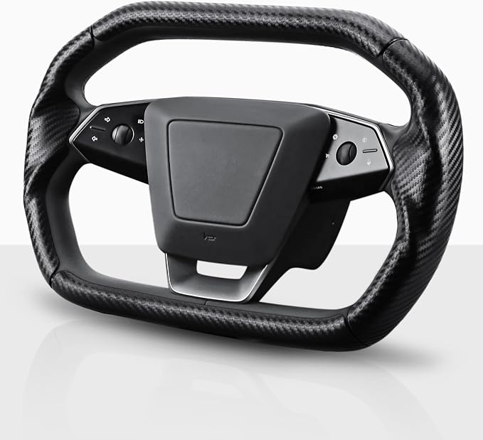 Steering Wheel Cover for Cybertruck Carbon Fiber Steering Wheel Cover Accessories for Tesla Cyber Truck 2023-Present Wheel Caps (Matte Black)