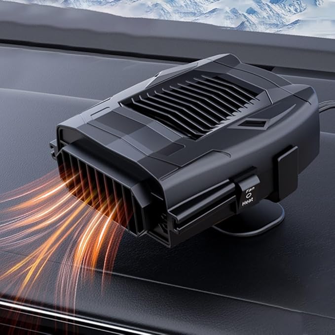 Portable 150W Car Heater and Cooling Fan for Window Defrosting, 12V Electric Heater Defroster with Compact Design for SUV Car Interior Heating and Cooling