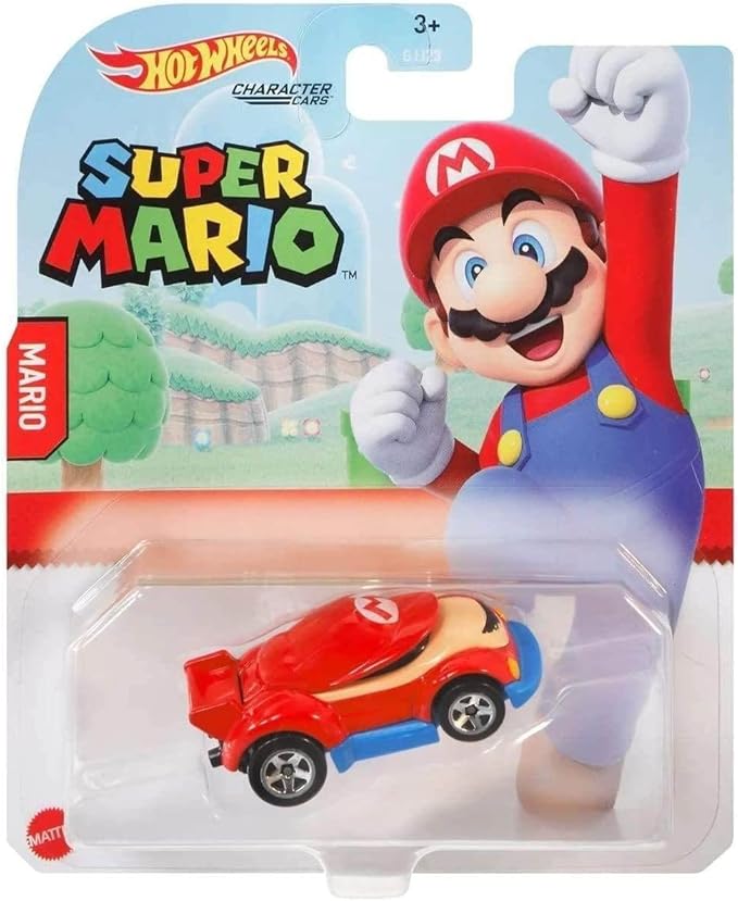 Hot Wheels Super Mario Character Cars – Complete Bundle of 6 (GJJ23‑956G) | Includes Mario, Luigi, Princess Daisy, Blue Yoshi, Donkey Kong & Bullet Bill | 1:64 Scale Die-Cast Vehicles – Mattel Ages 3+