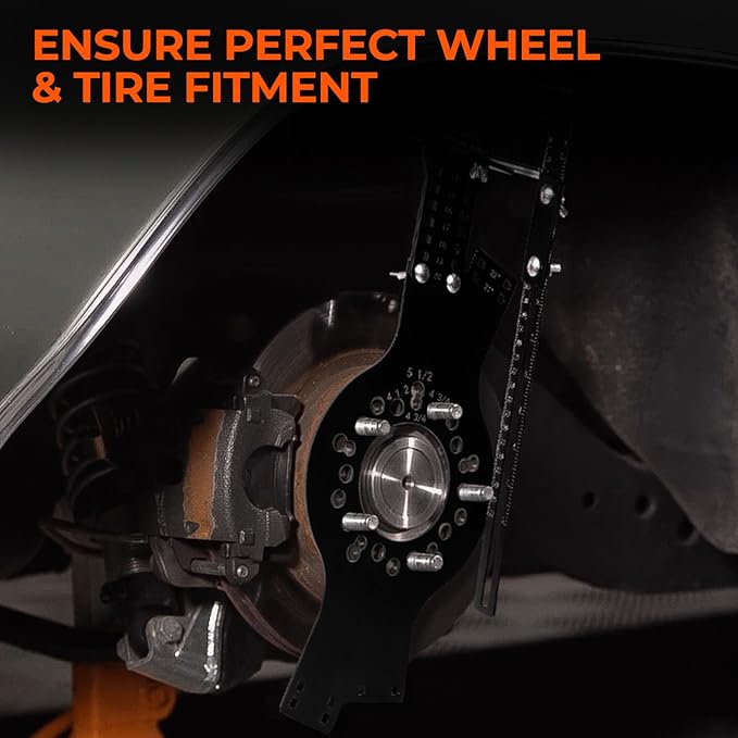 Wheel Fitment Tool, Offset Measuring Mockup Tool, 5 Lug Wheel Simulator for Fits 14-22" Rims, 8-14" Tire Widths, 2.5-11.5" Sidewalls, 3-12" Clearance
