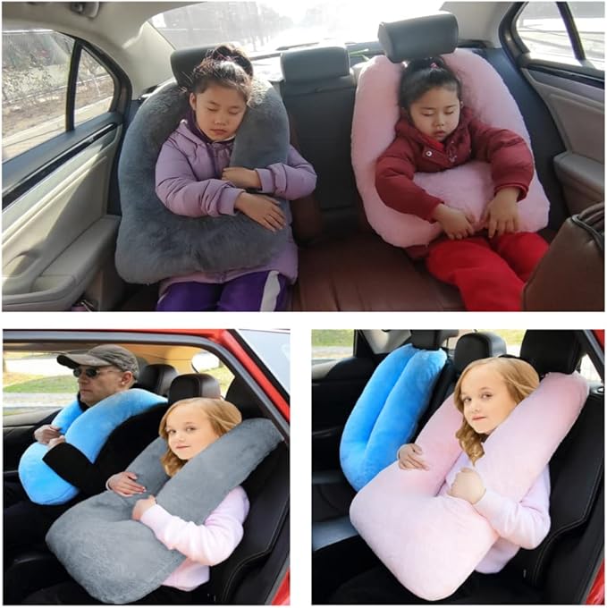 FHSGGP Travel Pillow Cushion for The Back Seat of Car Car Pillow for Kids A Sleeping Artifact Suitable for Long-Distance Travel of Adults and Children Travel Pillow for Kids Pink