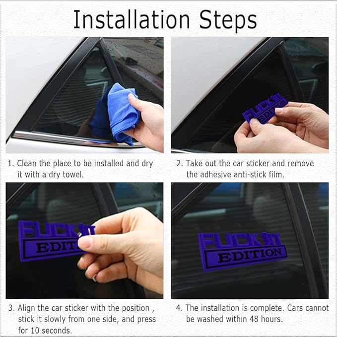 Fuck IT Edition Emblem, Car Exterior Emblems Badge 3D Sticker Decal, Fuck-IT Edition Emblem 3D Fender Badge Decal, 3D Fender Badge Decal Car Truck Replacement, Fit for All Cars (Blue Black)
