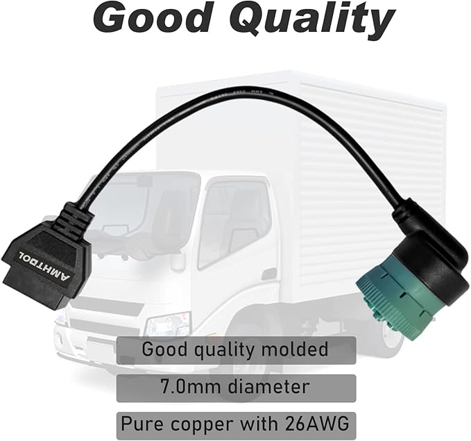 J1939 OBD2 Adapter Cable Fits Truck Diagnostic Scanner/Code Reader, 9 Pin to OBD2 16 Pin Connector, J1962-J1939 for Cummins Diesel Engine, Fit for Truck ELD and GPS Tracker