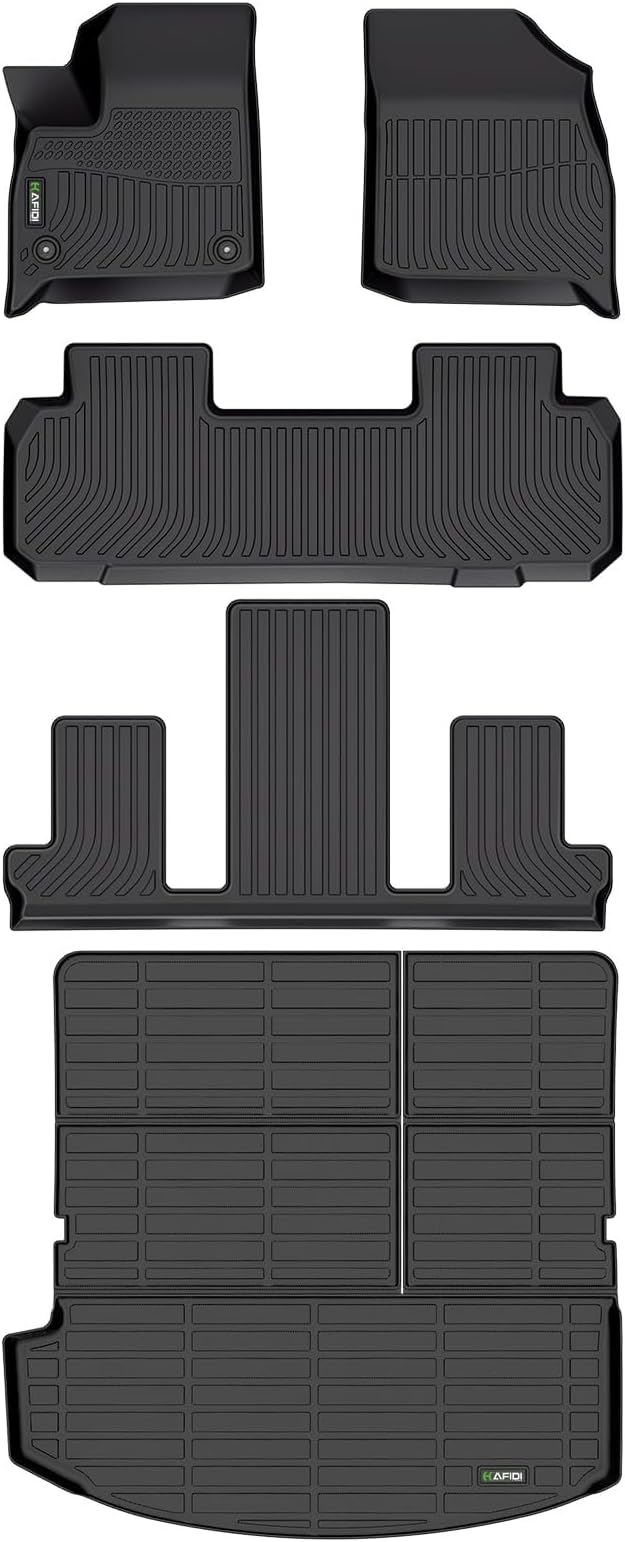 HAFIDI® Floor Mats Set for 2018-2024 Buick Enclave Floor Liners | All Weather Car Mats Cargo Liner Protection TPE Anti-Slip Automotive Full Set Custom Accessories - Black