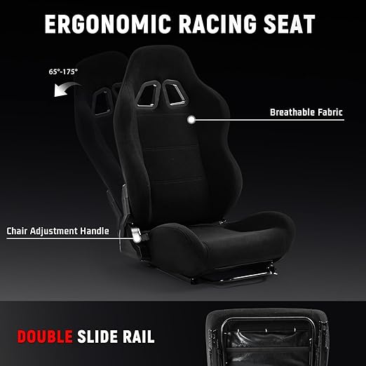 Dardoo Racing Simulator Cockpit Frame with Black Seat Fit for Moza, for Logitech G27 G29 G920 G923, for Thrustmaster, for Fanatec, Adjustable Racing Wheel Stand, Not Included Wheel Pedal and Handbrake