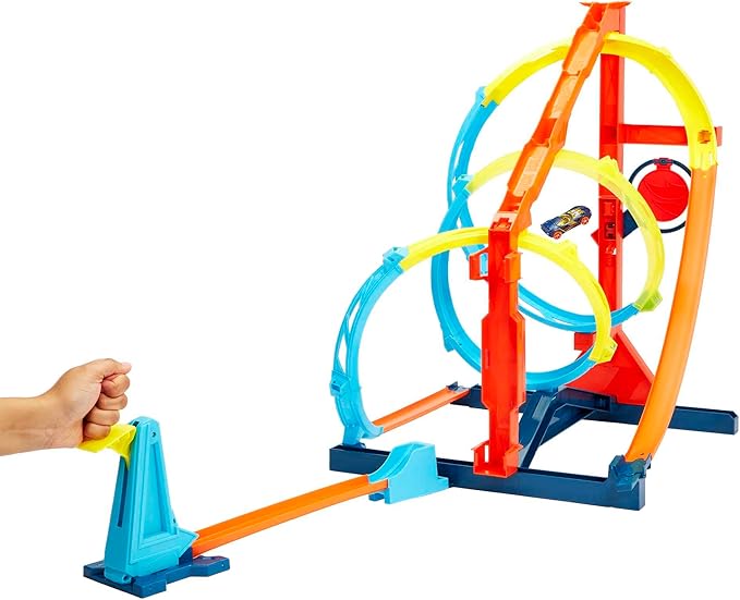 Hot Wheels Toy Car Track Set, Track Builder Unlimited Corkscrew Twist Kit Playset & 1:64 Scale Vehicle, 2 Ways to Race, Connects to Other Tracks