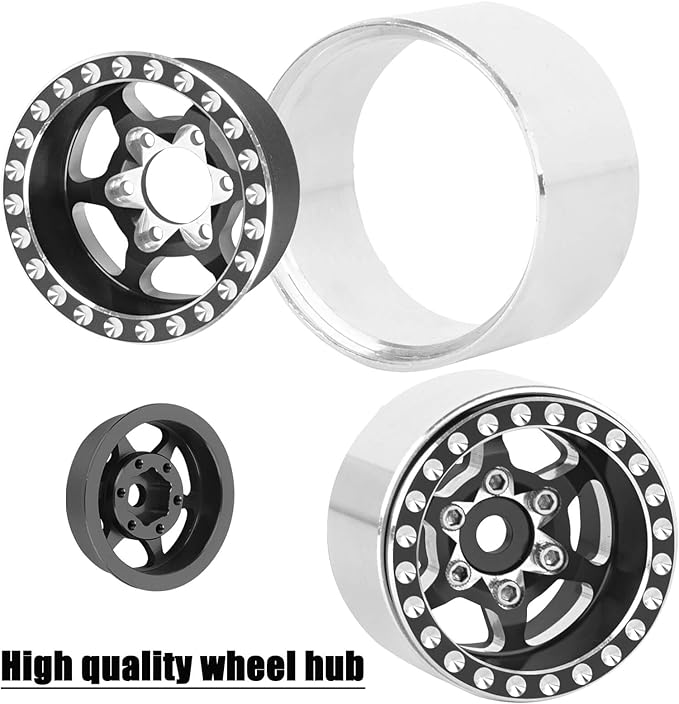 RC 1.0 Beadlock Truck Tires for 1/18 1/24 Trx4m SCX24 RC Crawler,RC Wheels Tires.Aluminum 1.0‘’ Beadlock Wheel Rim&1.0in Tires Tyres.Black(4PCS)