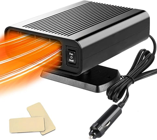 12V Car Heater -150W Portable Heater for Car Defroster, Car Heater that Plugs into Cigarette Lighter 2-in-1 Heating/Cooling Windscreen Heater Fan