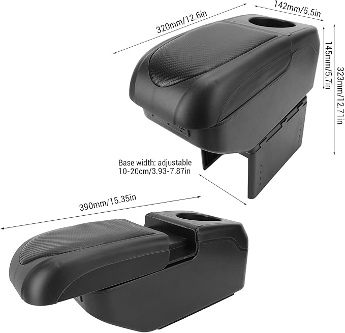 Universal Car Armrest Box with 6 USB Charging Ports Double Layer Car Organizers and Storage Car Arm Rest Console Organizer for SUV Truck Car (Black)