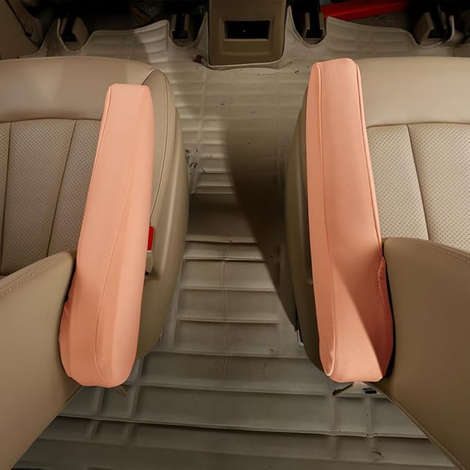 AUCELI 2 Pcs Car Front Seat Armrest Covers, Cloth Fabric Armrest Protectors, Direct Replacement Center Console Lid Armrest Cover Skin, Universal Accessories for Car, SUV, Truck and Van (Light Orange)