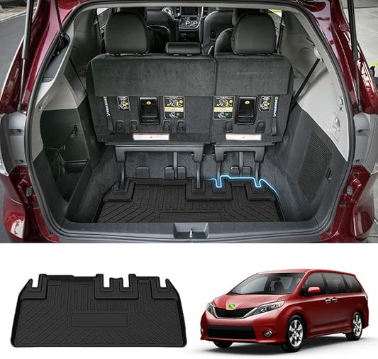 Sienna Cargo Liner - Trunk Mat for Toyota Sienna 2011-2019, All Weather Cargo Mat for Sienna Accessories, Only fit NO Power Folding 3rd Row Seats