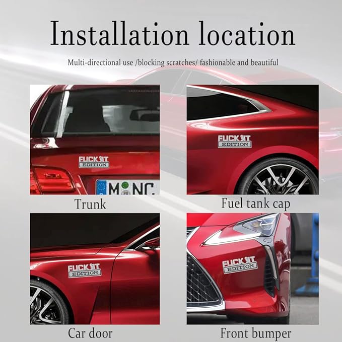 Fuck IT Edition Emblem, Car Exterior Emblems Badge 3D Sticker Decal, Fuck-IT Edition Emblem 3D Fender Badge Decal, 3D Fender Badge Decal Car Truck Replacement, Fit for All Cars (Sliver Black)