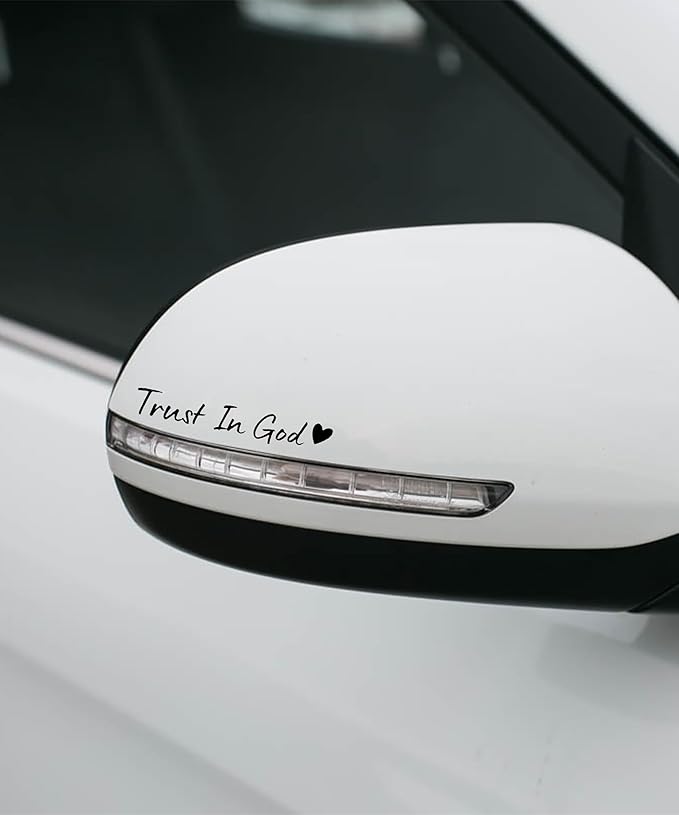 SCUARI 4PCS Car Stickers,Cars Decals,Car Accessories Trust in God Rearview Mirror Sticker,Auto Stickers and Decals,Auto Decals for Women,Trust in God Mirror Decoration,Fits Most Vehicles (Black)