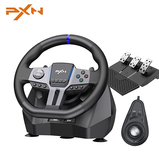 PXN Gaming Steering Wheel - V9 GEN2 Racing Wheel 270/900° Car Simulation with Pedal and Shifter, Paddle Shifters Driving Wheel for PC, PS4, Xbox One, Xbox Series X|S